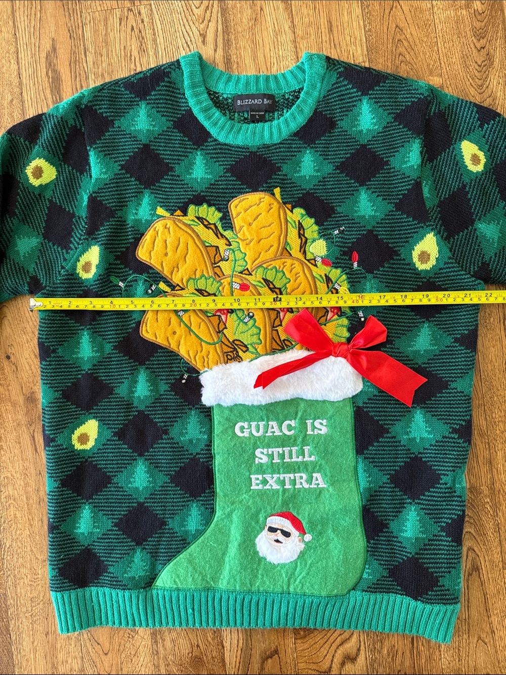 Ugly Christmas Sweater Taco Avocado Guac Blizzard Bay Light Up Holiday Party L - Picture 12 of 15